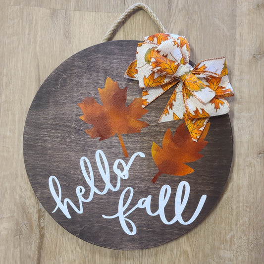 12" "Hello Fall" door hanger