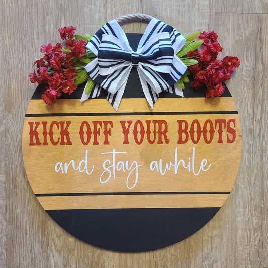 15" Kick Off Your Boots door hanger