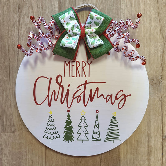 15" Merry Christmas with Trees door hanger