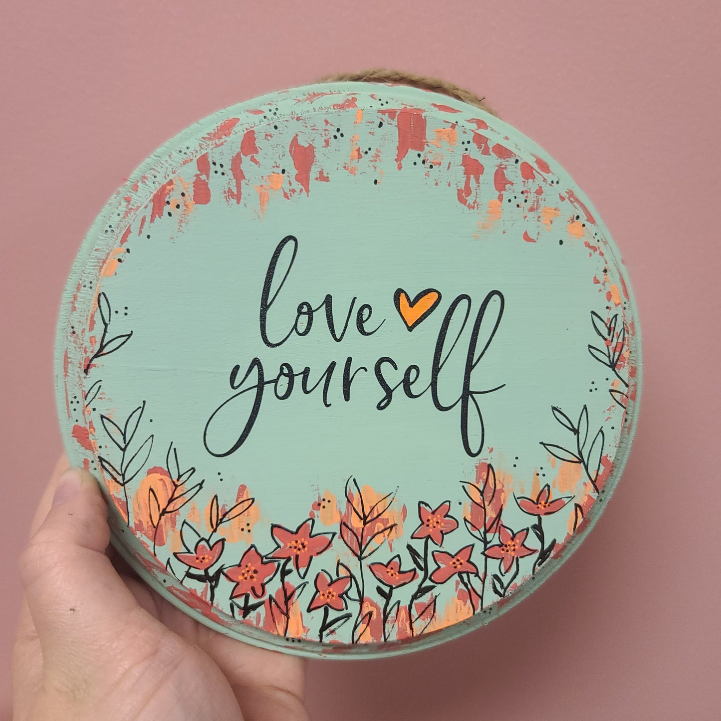 Love Yourself round wall decor