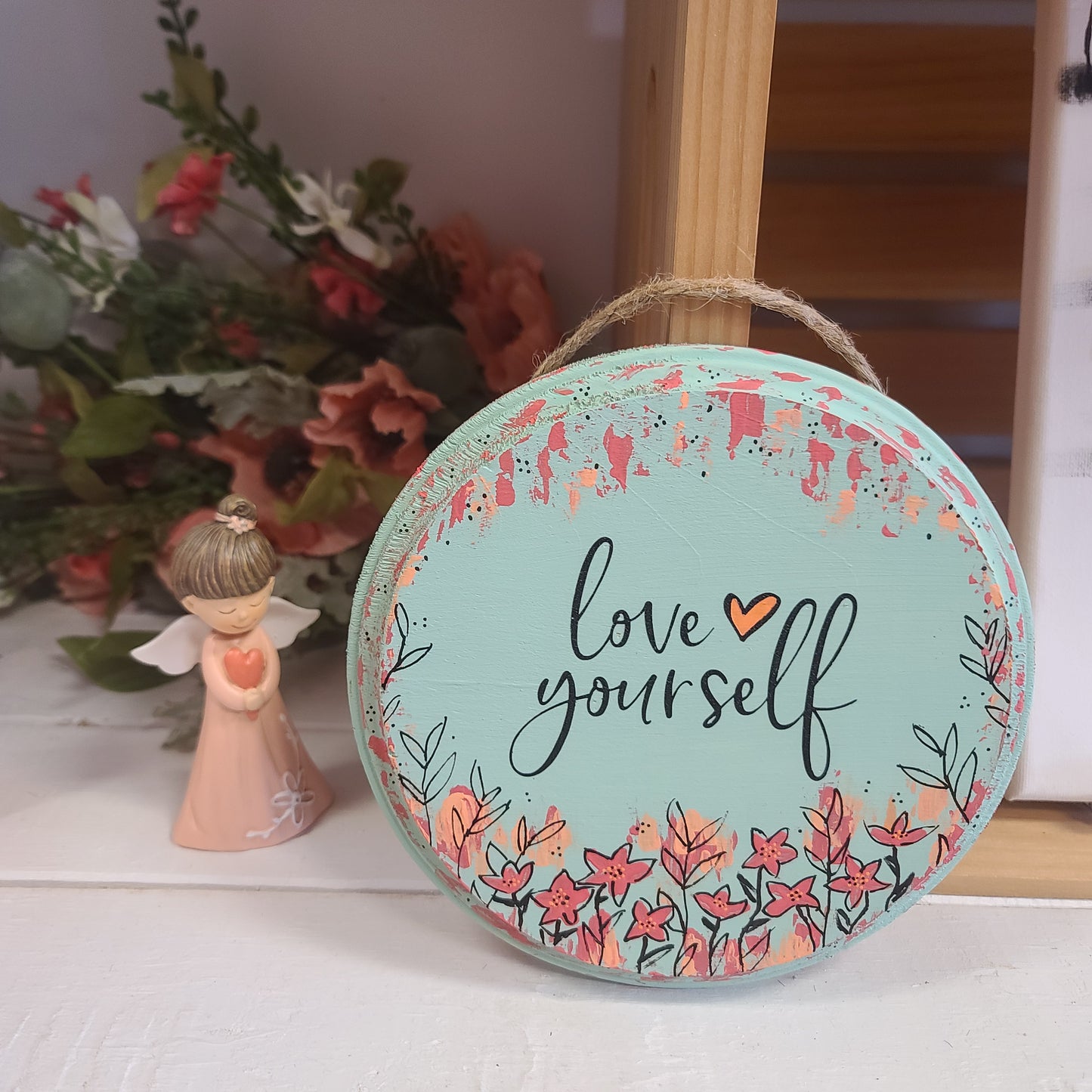 Love Yourself round wall decor