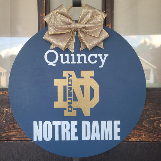 15" Quincy Notre Dame door hanger