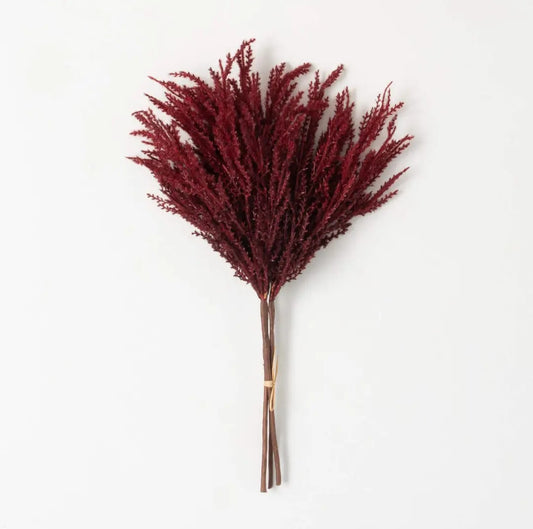 Deep Red Faux Grass Spray