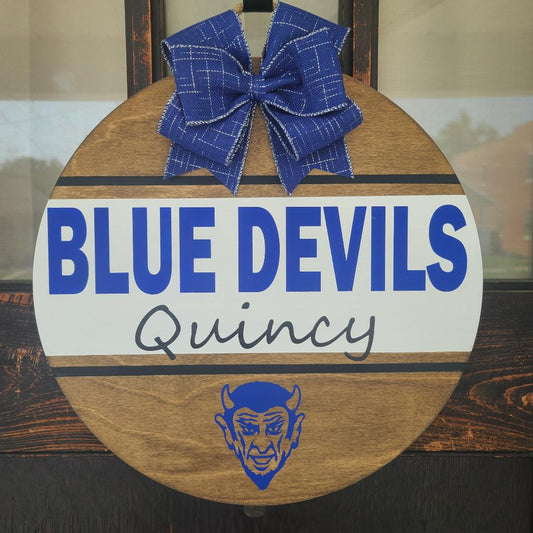 15" Quincy Blue Devils door hanger