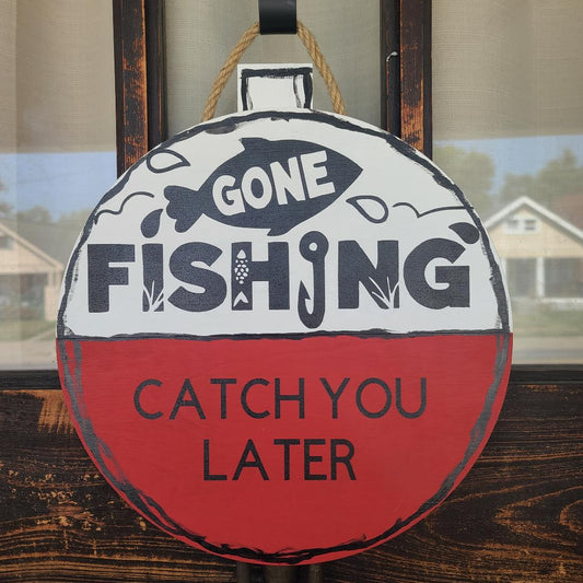 12" Gone Fishing round sign