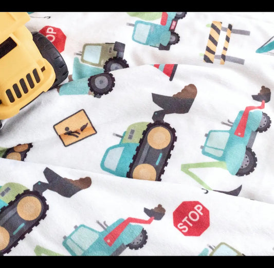 Baby and Toddler Minky Blanket- Construction Trucks