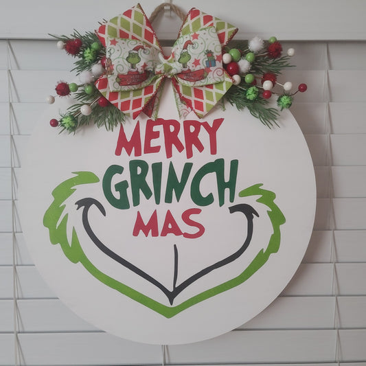 15" Merry G-mas door hanger- The Mean One